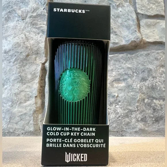 Wicked Starbucks Green Glow in the Dark Cold Cup Key Chain Goblet NIB