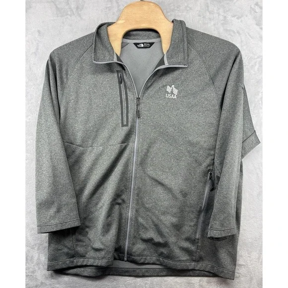 The North Face‎ USAA Logo Embroidered Gray Full-Zip Jacket Men's Size 2XL