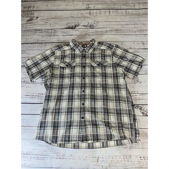 The North Face Shirt Men's XL Casual Hiking Button Up Plaid Gray/white Shirt