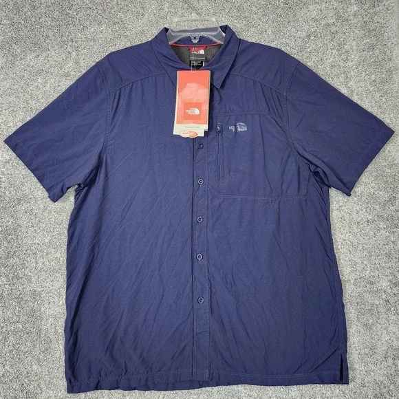 The North Face Shirt Mens XL Blue Short Sleeve Boulder Donner UPF 30 Outdoor