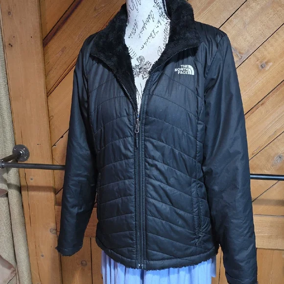 The North Face Mossbud Swirl Reversible Jacket Black‎ Insulated Fleece Mens S