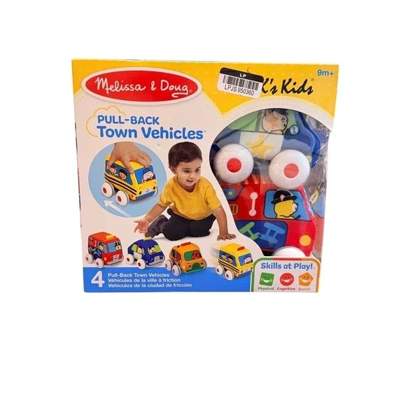 Melissa & Doug Ks Kids Pull-Back Town Vehicles Soft Toy Set 4 Piece 9m+‎ NEW