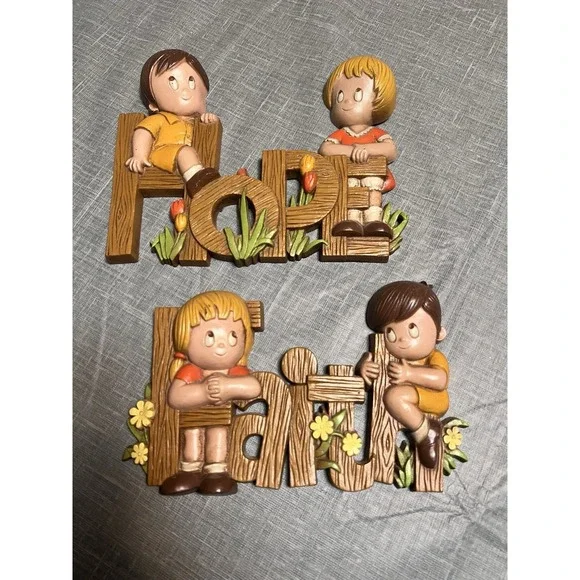Burwood Vintage 70's‎ Kids Room Decor Faith Hope Religious Made In USA