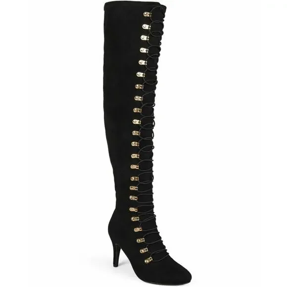 Journee Collection Women Trill Over the Knee Combat Boots Size US 7.5M Black