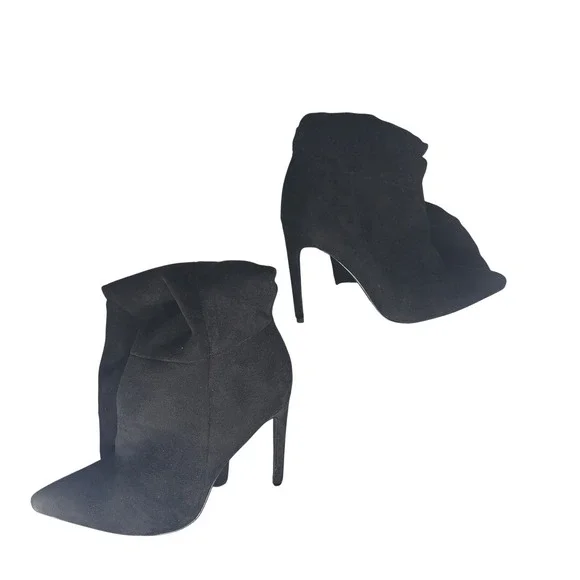 Olivia James Women Black Faux Suede Over The Knee Stiletto Boots Pointed Toe 8.5