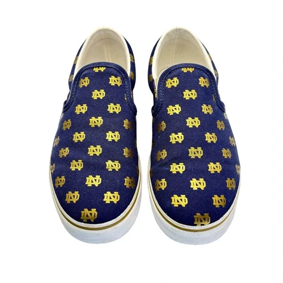 Notre Dame Fighting Irish Unisex Slip On Canvas Shoes‎ Gold Logo Size M6.5/W8