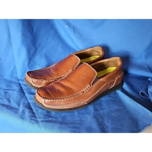 Vionic Preston Leather Moc Toe Orthotic‎ Loafers Cognac Slip-On Size 9