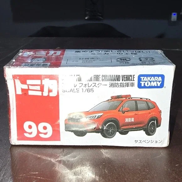 Takara Tomy Tomica No 99 Subaru Forester Fire Command Vehicle 1/65 Diecast Red
