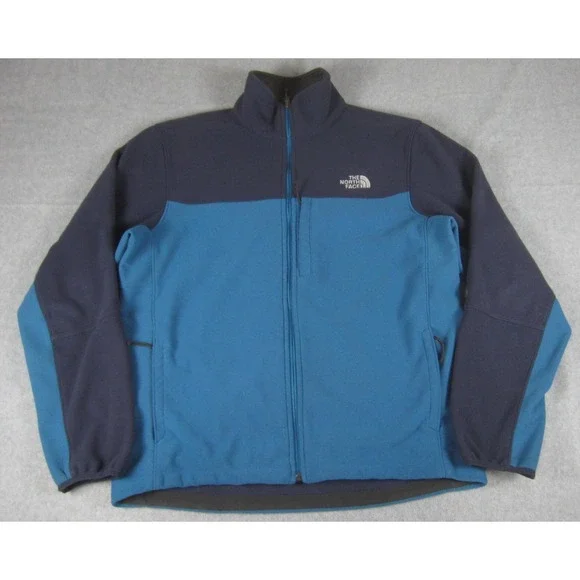 The North Face Jacket‎ Mens Large Blue Color Block Soft Shell Fleece Lined