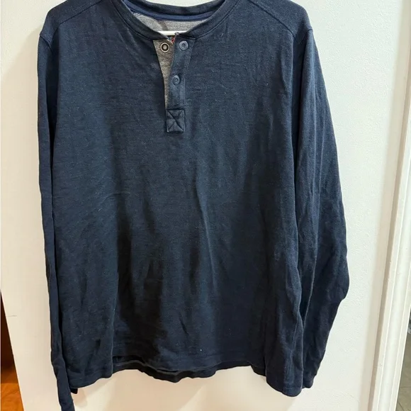North Face Men's Navy Long Sleeve Heavyweight Tee Size Large