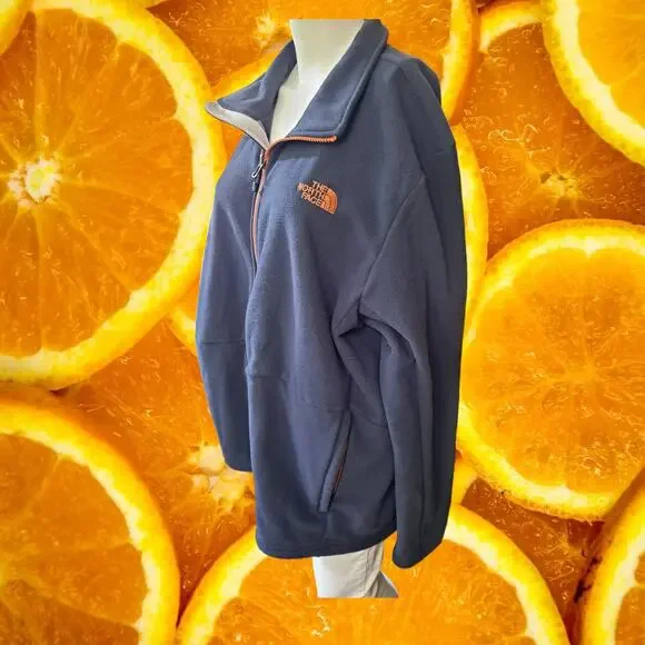 The North Face Blue‎ and Orange Full Zip Fleece with Drawstring Waist Size XL