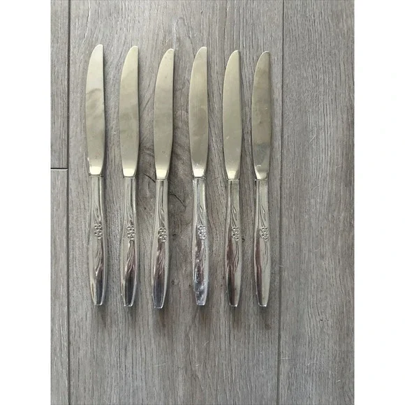 6 PCs Oneida Community ENCHANTMENT‎ Gentle Rose Dinner Knives 9-1/8