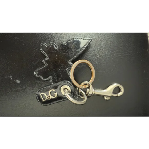 Women's D&G Dolce & Gabbana Black Silver butterfly Keychain One Size
