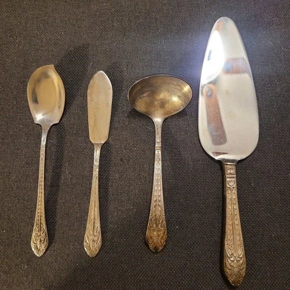 1847 Rogers Brothers Marquis Pattern Silver Plated Serving Set Jelly Spoon Ladle
