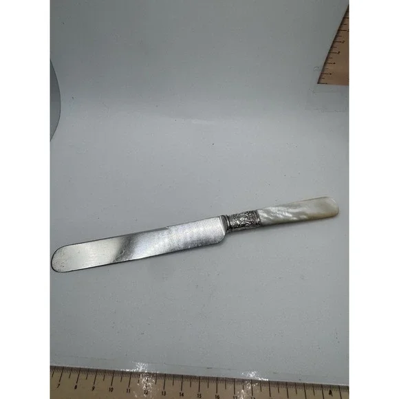 MOTHER OF PEARL STERLING SILVER Dinner Table KNIFE Vintage 9