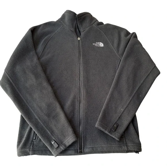 North Face Fleece Jacket Mens S Black Full‎ Zip TKA 100 Raglan Outdoor Gorpcore