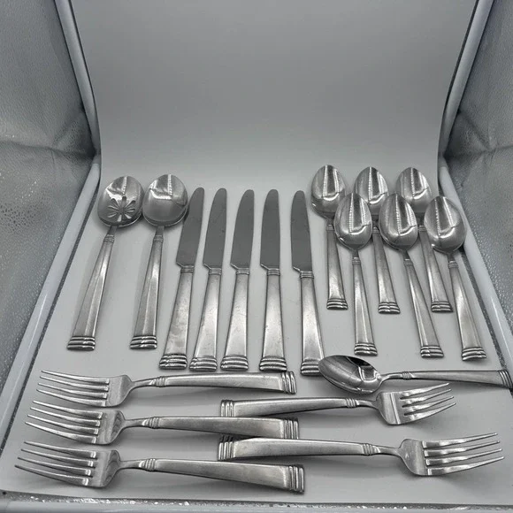Pfaltzgraff‎ Stainless Steel Parker Frost Mixed Lot 19 Pieces