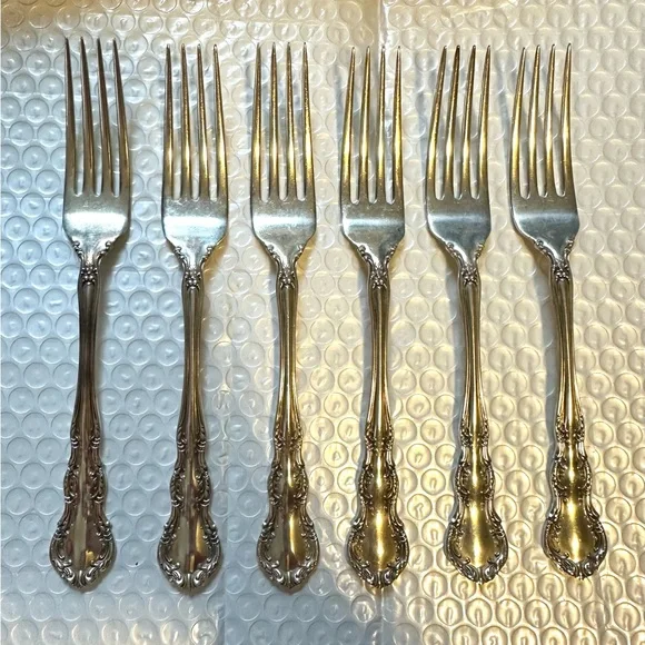 6 Wallace Sterling Silver Forks 7 1/8” Old Atlanta 268 Grams‎