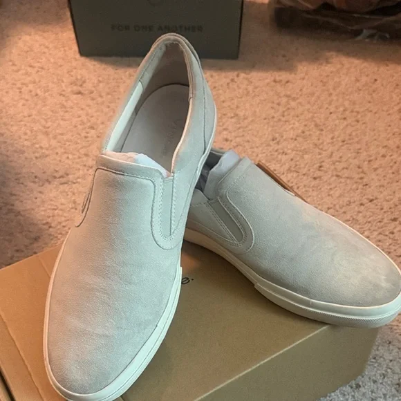 Vince Pale Gray Suede Slip-On Sneakers