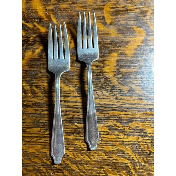 Antique Milford Silver Salad Dessert Forks Set of 2 Silver Plate Pat Sept 9-13
