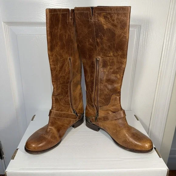 UGG Australia Channing Brown Leather Harness Knee High Riding Boots Sz 7