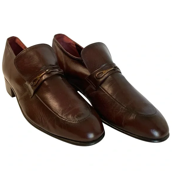Vintage Nunn Bush Brown Leather Slip On Men's Loafers