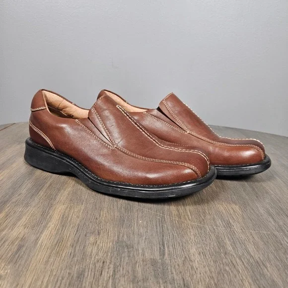Kenneth Cole Reaction Mens 8 Leather Slip On Loafers‎ Comfort Brown Shoes