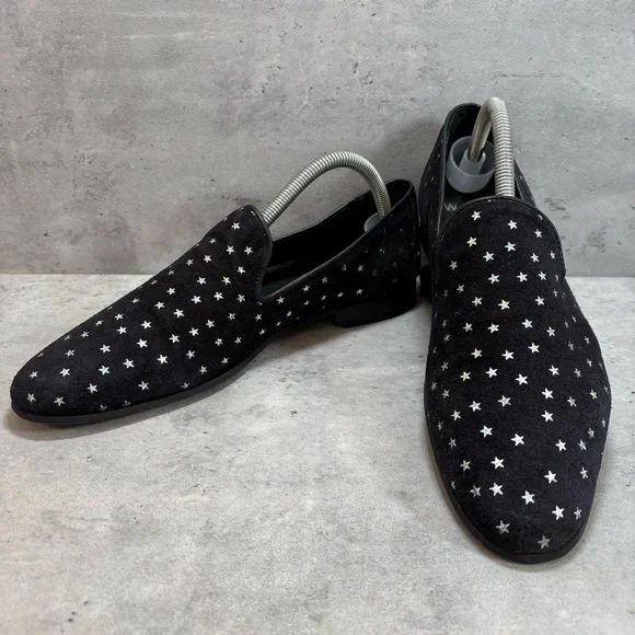 WALK LONDON Leather‎ Suede Black Stars Loafers Casual Shoes Mens UK 7 US 8