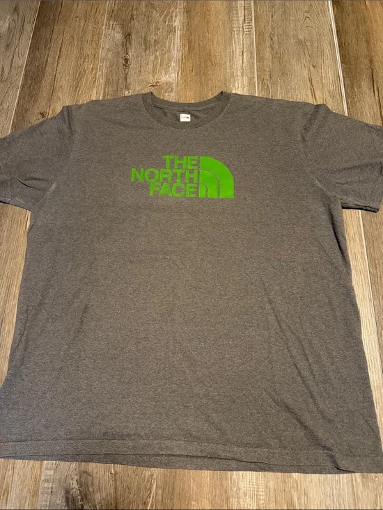 The North Face Short Sleeve Gray Tee with Green Logo