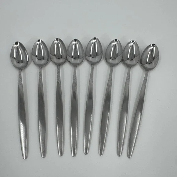 Vintage Stainless Steel Japan Leaf Pattern Iced Teaspoon. 7 1/2