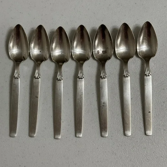 7 Oneida Community Twilight Fruit Spoons Lot MCM Silver Plate Flatware Vintage