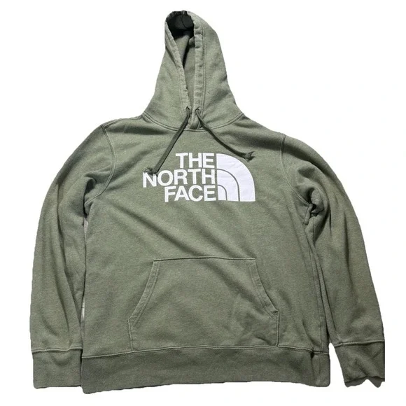 The North Face Hoodie Mens Large Green Pullover Sweatshirt Logo
