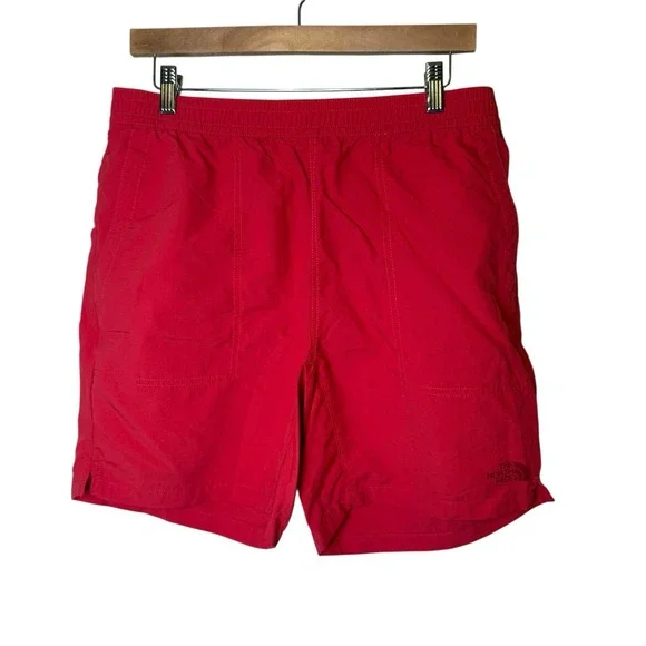 The North Face Red Solid Pull On Nylon‎ Shorts 7