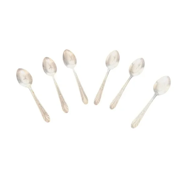 Vintage New England Silver Plate demitasse‎ spoons Set of 6 Art Deco Pattern