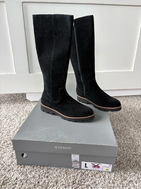 NWT Vionic Women's Gwen High Shaft Waterproof Comfort Boots In Black Size 7