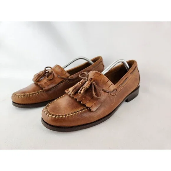 Johnston & Murphy Brown Tassel Fringe Leather Loafer Dress Shoes Men's US 12‎ M