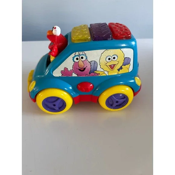 Vintage Sesame Street Elmo Musical Light‎ Up Activity Van Toy Illco 1990s Blue