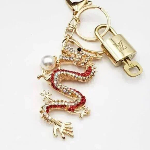 Louis Vuitton Gold Padlock 🔒 Key Set Authentic LV w/ Unbranded Dragon Keychain