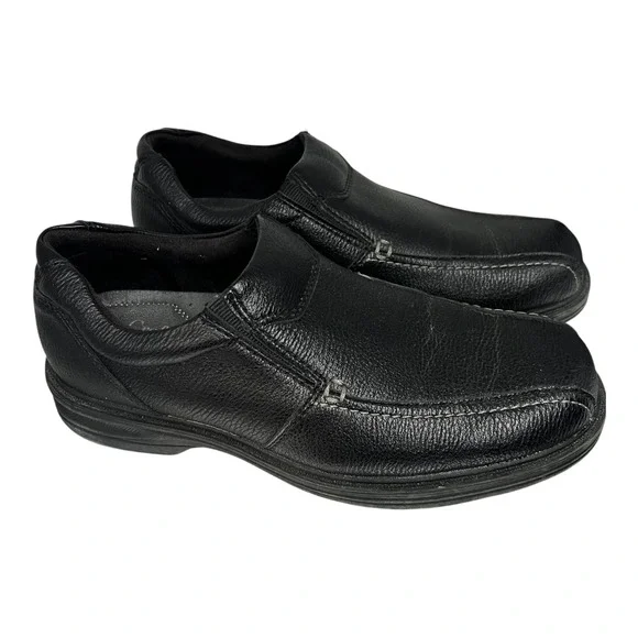 Croft & Barrow Mens Ortholite Slip On Loafers Black Pebbled Shoes Size 8 Med