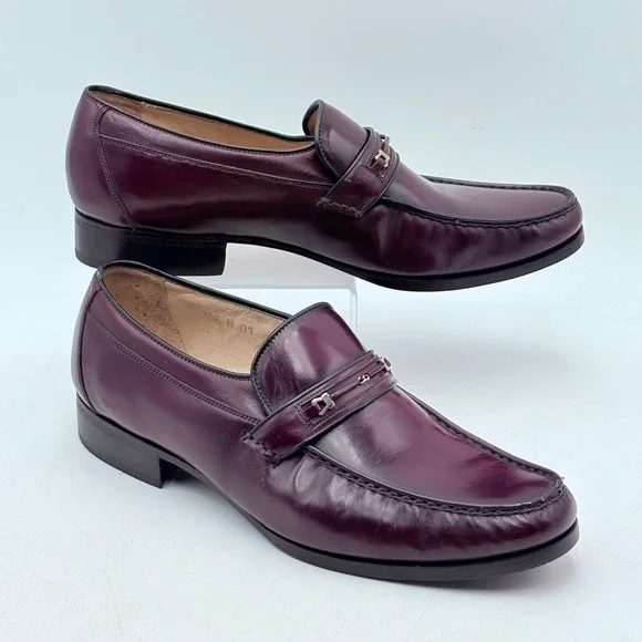 Regal Executive Club Mens Burgundy Leather Bit Loafer Dress Shoes Spain 10.5 VTG