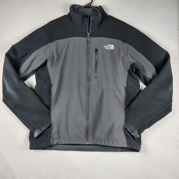 The North Face Apex Soft Shell Jacket Mens Medium Black Gray Full Zip