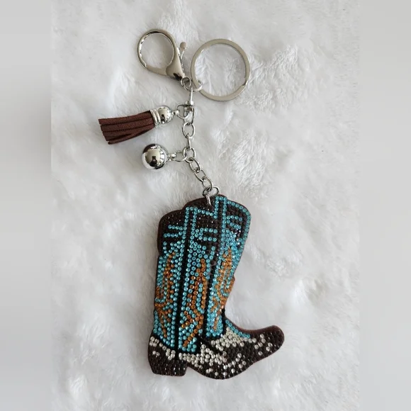 Cowboy Boots Cowgirl Boots Keychain with Tassel Bag Charm