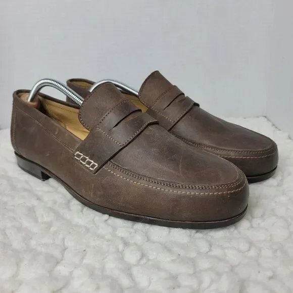 Adelante The Luca Men's Size 11D Slip On Penny Loafers Brown Nubuck Shoes