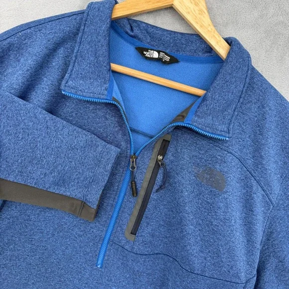 The North Face Mens Blue Heathered Quarter‎ Zip Fleece Pullover Size XXL