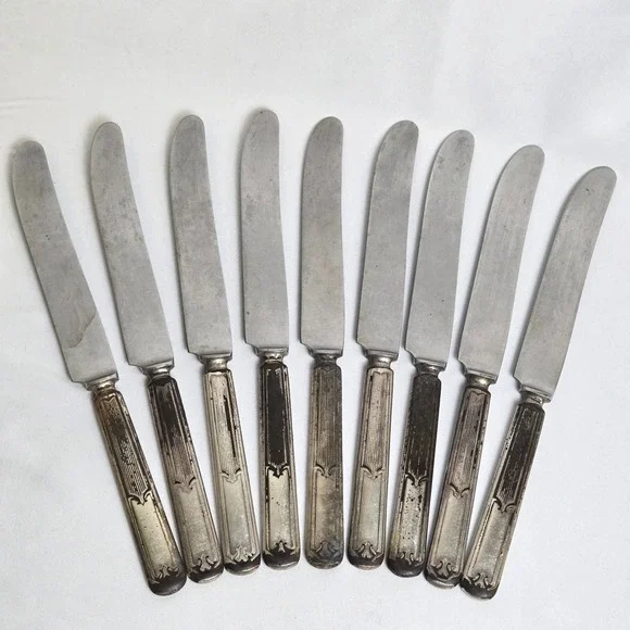 WM‎ Rogers MFG Co Stainless Butter Knives, Set of 9, Vintage 9.5