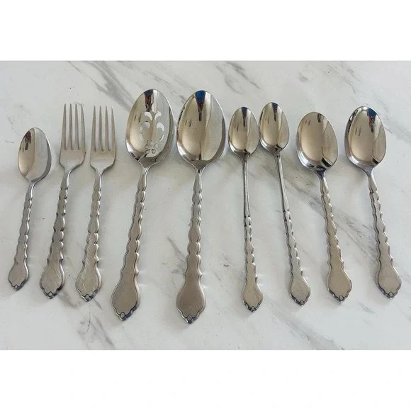 Vintage Lot Of 9 Oneida Cello Pattern Flatware Serving Pieces Satin Discontinued