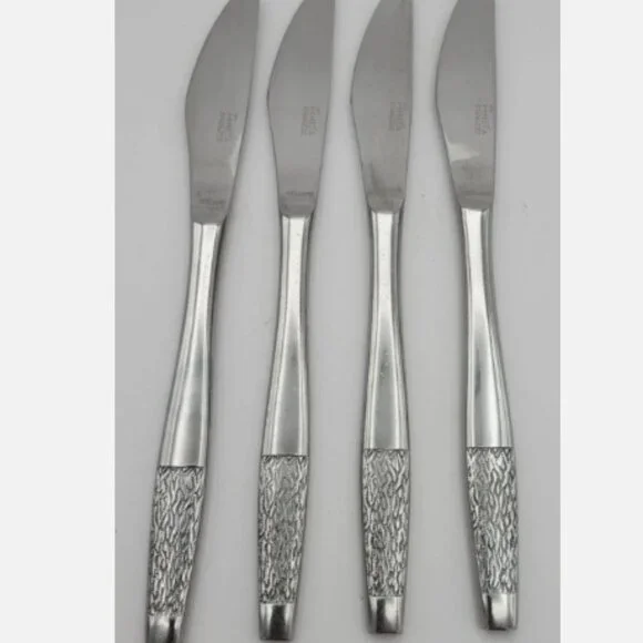 Vintage Amefa Holland Stainless Steel Dinner Knife Lot of 4 Knives Prestige Rare