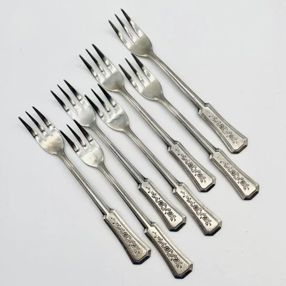 Rogers‎ Stainless Korea Floral Cocktail Seafood Forks set of 7 Landscape