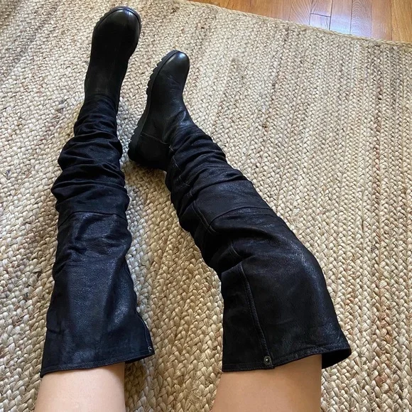 Prada black leather Knee High Boots Size‎ 35.5