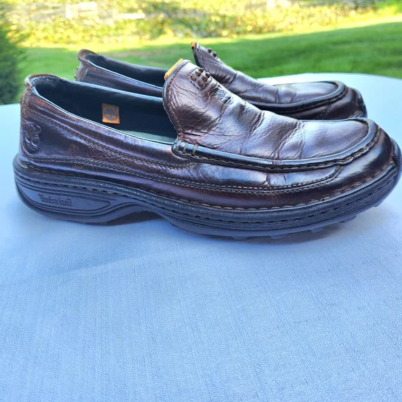 Timberland Saluto Men's Dark Brown Leather Slip-Ons Loafers Size 8‎